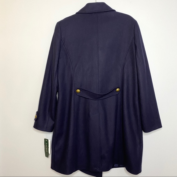 Lauren Ralph Lauren Double Breasted Blue Wool Coat - Picture 2 of 9